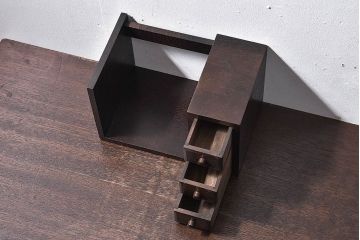アンティーク雑貨　中古　シックな小引き出し付きの本立て(小物収納)