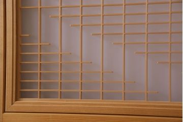 昭和期　美品　杉材の木目が存在感を放つ上質な組子帯戸(ガラス帯戸、引き戸、建具)4枚セット
