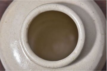 アンティーク雑貨　人間国宝　松井康成　釉薬の質感が印象的な茶壺(共箱)