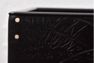 アンティーク雑貨　和製アンティーク　箱付　鹿角の装飾が存在感を引き立てる紫檀煙草盆2個セット