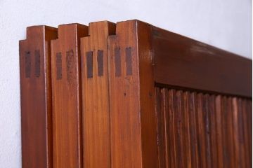 和製アンティーク　裏ガラス入り　艶やかな質感が魅力的なガラス格子戸(引き戸、建具)4枚セット