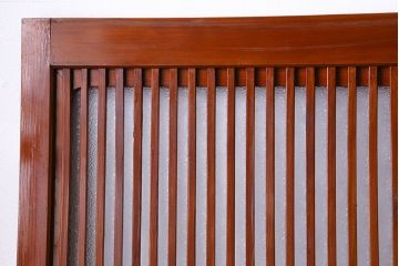 和製アンティーク　裏ガラス入り　艶やかな質感が魅力的なガラス格子戸(引き戸、建具)4枚セット