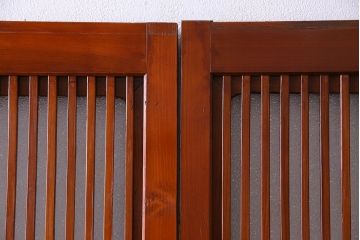 和製アンティーク　裏ガラス入り　艶やかな質感が魅力的なガラス格子戸(引き戸、建具)4枚セット