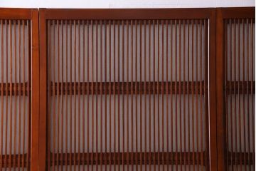 和製アンティーク　裏ガラス入り　艶やかな質感が魅力的なガラス格子戸(引き戸、建具)4枚セット