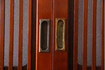 和製アンティーク　裏ガラス入り　艶やかな質感が魅力的なガラス格子戸(引き戸、建具)4枚セット