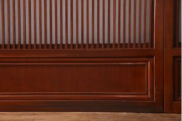 和製アンティーク　裏ガラス入り　艶やかな質感が魅力的なガラス格子戸(引き戸、建具)4枚セット