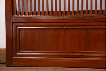 和製アンティーク　裏ガラス入り　艶やかな質感が魅力的なガラス格子戸(引き戸、建具)4枚セット