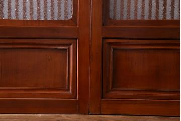 和製アンティーク　裏ガラス入り　艶やかな質感が魅力的なガラス格子戸(引き戸、建具)4枚セット