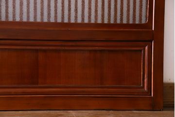 和製アンティーク　裏ガラス入り　艶やかな質感が魅力的なガラス格子戸(引き戸、建具)4枚セット