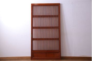 和製アンティーク　裏ガラス入り　艶やかな質感が魅力的なガラス格子戸(引き戸、建具)