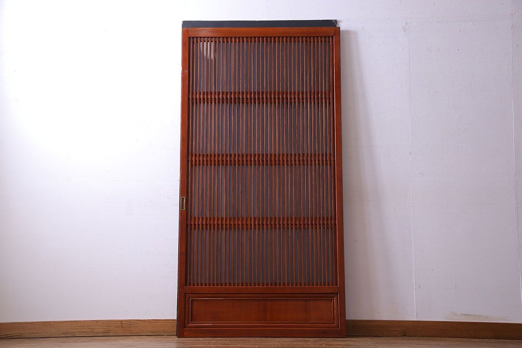 和製アンティーク　裏ガラス入り　艶やかな質感が魅力的なガラス格子戸(引き戸、建具)