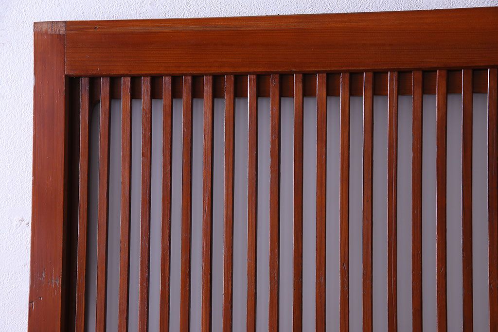 和製アンティーク　裏ガラス入り　艶やかな質感が魅力的なガラス格子戸(引き戸、建具)