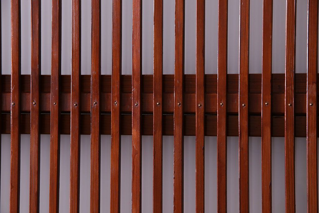 和製アンティーク　裏ガラス入り　艶やかな質感が魅力的なガラス格子戸(引き戸、建具)