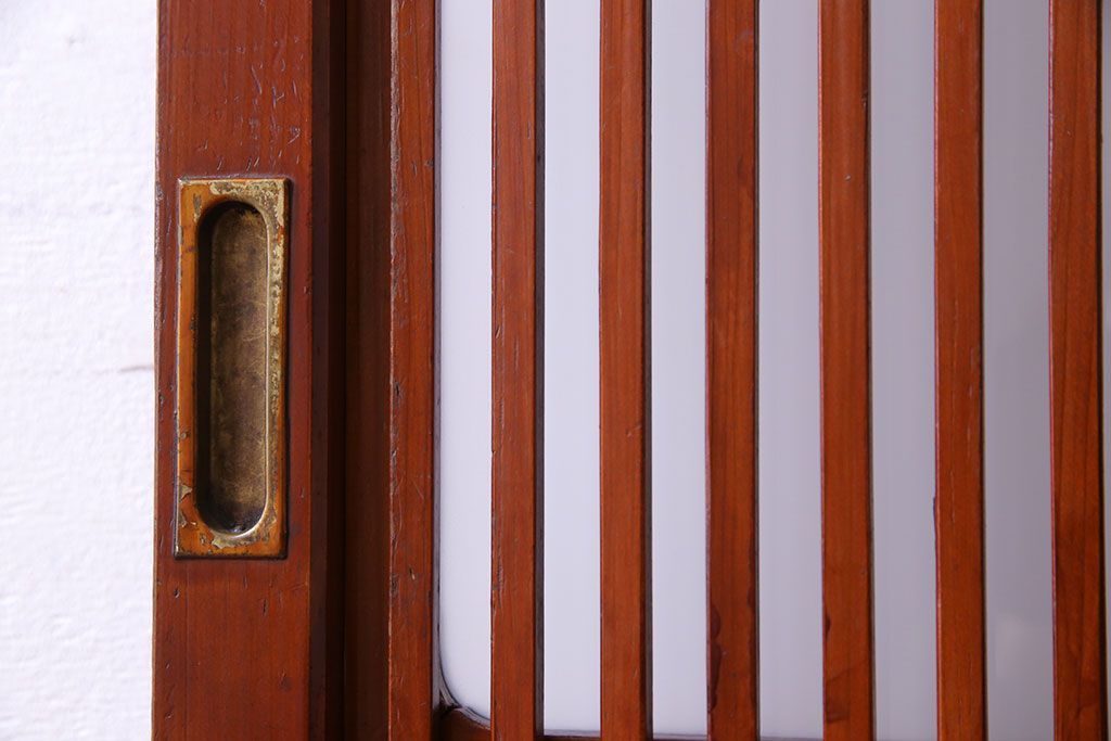 和製アンティーク　裏ガラス入り　艶やかな質感が魅力的なガラス格子戸(引き戸、建具)