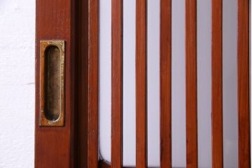 和製アンティーク　裏ガラス入り　艶やかな質感が魅力的なガラス格子戸(引き戸、建具)