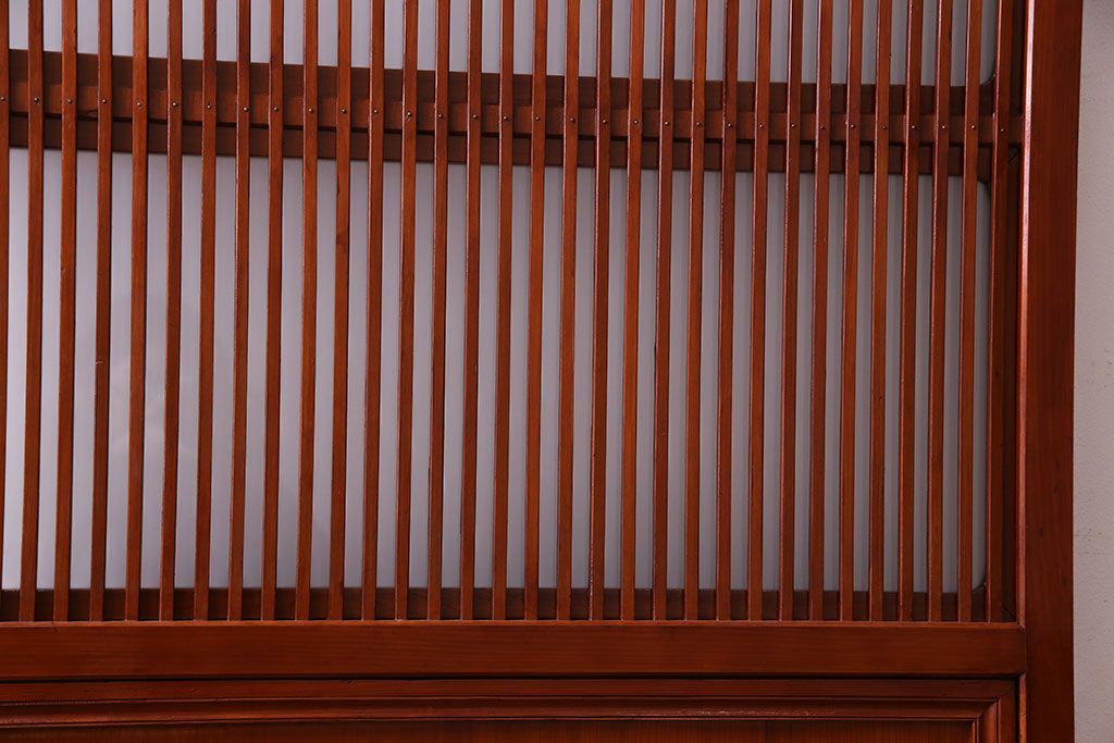 和製アンティーク　裏ガラス入り　艶やかな質感が魅力的なガラス格子戸(引き戸、建具)