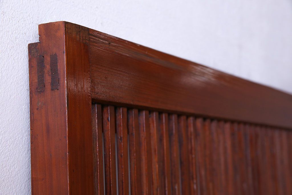 和製アンティーク　裏ガラス入り　艶やかな質感が魅力的なガラス格子戸(引き戸、建具)