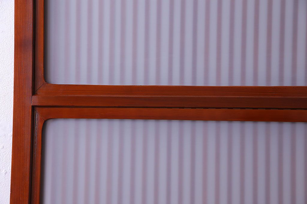 和製アンティーク　裏ガラス入り　艶やかな質感が魅力的なガラス格子戸(引き戸、建具)