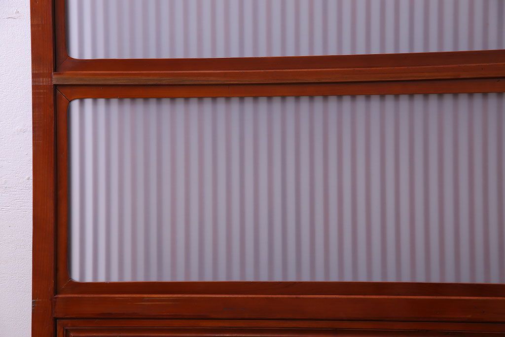 和製アンティーク　裏ガラス入り　艶やかな質感が魅力的なガラス格子戸(引き戸、建具)