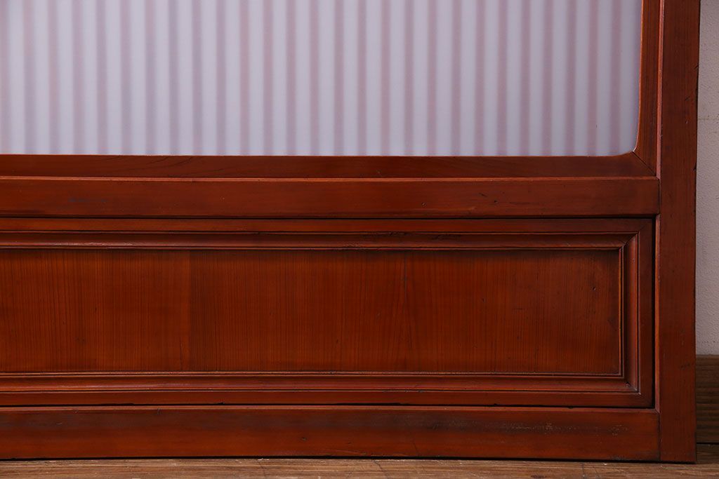 和製アンティーク　裏ガラス入り　艶やかな質感が魅力的なガラス格子戸(引き戸、建具)