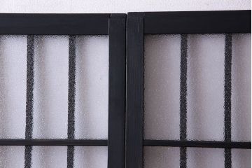 ペイント家具　ダイヤガラスがおしゃれなガラス格子戸(引き戸、建具)2枚セット
