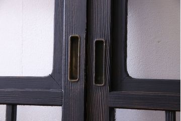 ペイント家具　ダイヤガラスがおしゃれなガラス格子戸(引き戸、建具)2枚セット