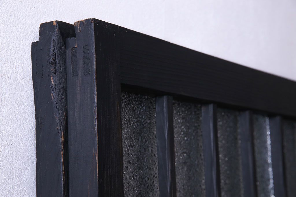 ペイント家具　ダイヤガラスがおしゃれなガラス格子戸(引き戸、建具)2枚セット