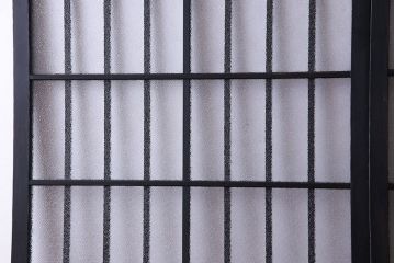 ペイント家具　ダイヤガラスがおしゃれなガラス格子戸(引き戸、建具)2枚セット