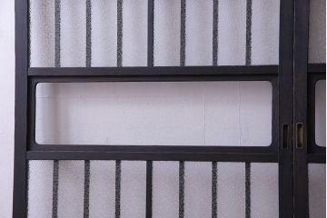 ペイント家具　ダイヤガラスがおしゃれなガラス格子戸(引き戸、建具)2枚セット