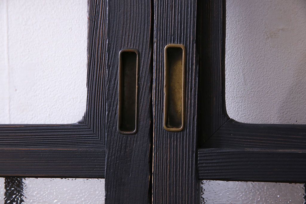 ペイント家具　ダイヤガラスがおしゃれなガラス格子戸(引き戸、建具)2枚セット