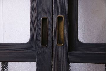 ペイント家具　ダイヤガラスがおしゃれなガラス格子戸(引き戸、建具)2枚セット