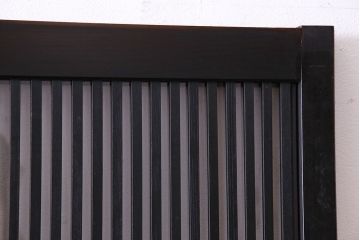 和製アンティーク　腰板欅材　ガラス入り格子戸(引き戸、建具)2枚セット