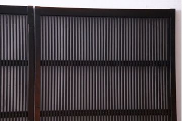 和製アンティーク　腰板欅材　ガラス入り格子戸(引き戸、建具)2枚セット