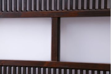 和製アンティーク　腰板欅材　ガラス入り格子戸(引き戸、建具)2枚セット