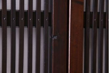 和製アンティーク　腰板欅材　ガラス入り格子戸(引き戸、建具)2枚セット