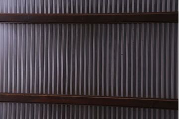 和製アンティーク　腰板欅材　ガラス入り格子戸(引き戸、建具)2枚セット