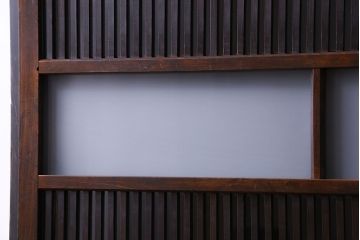 和製アンティーク　ガラス入り格子戸(引き戸、建具)2枚セット