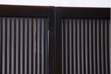 和製アンティーク　ガラス入り格子戸(引き戸、建具)2枚セット