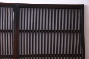 和製アンティーク　ガラス入り格子戸(引き戸、建具)2枚セット