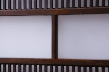 和製アンティーク　ガラス入り格子戸(引き戸、建具)2枚セット