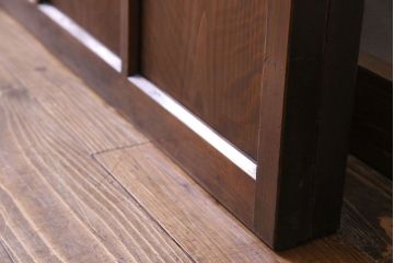 和製アンティーク　ガラス入り格子戸(引き戸、建具)2枚セット