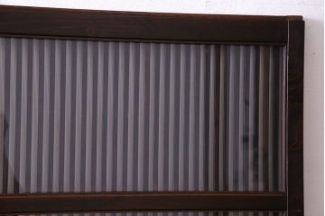 和製アンティーク　ガラス入り格子戸(引き戸、建具)2枚セット
