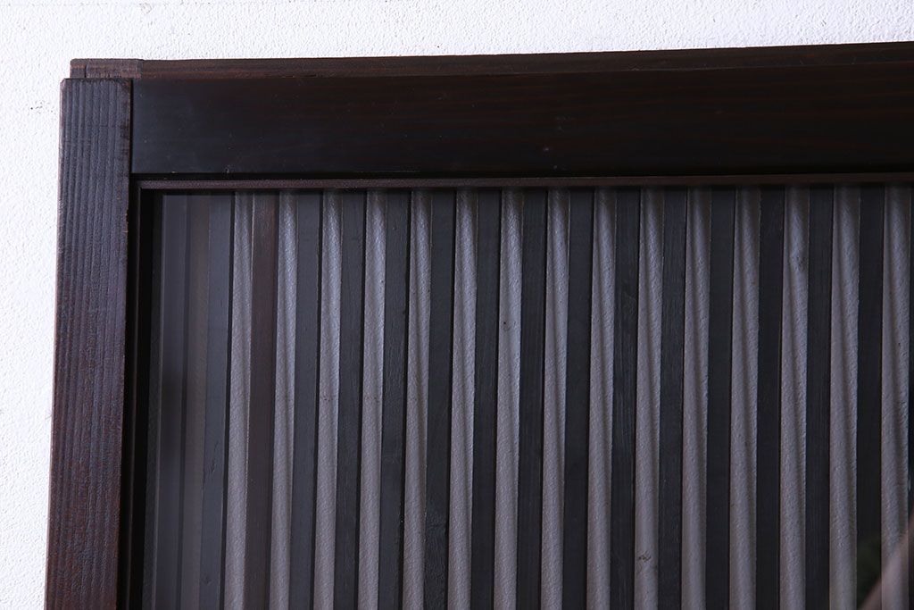 和製アンティーク　ガラス入り格子戸(引き戸、建具)2枚セット