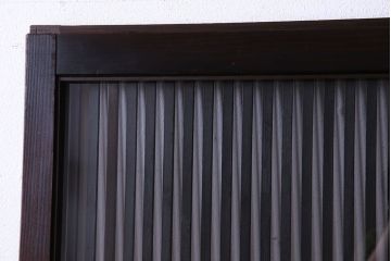 和製アンティーク　ガラス入り格子戸(引き戸、建具)2枚セット