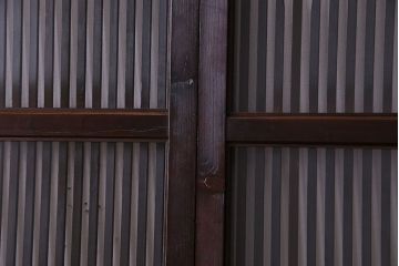 和製アンティーク　ガラス入り格子戸(引き戸、建具)2枚セット