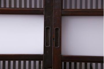 和製アンティーク　ガラス入り格子戸(引き戸、建具)2枚セット