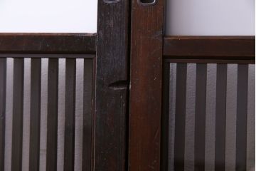 和製アンティーク　ガラス入り格子戸(引き戸、建具)2枚セット