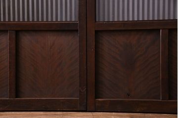 和製アンティーク　ガラス入り格子戸(引き戸、建具)2枚セット