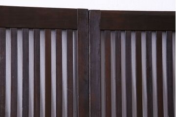 大正昭和期　裏ガラス入りのアンティーク格子戸(引き戸、建具)3枚セット