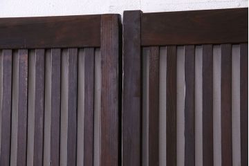 大正昭和期　裏ガラス入りのアンティーク格子戸(引き戸、建具)3枚セット